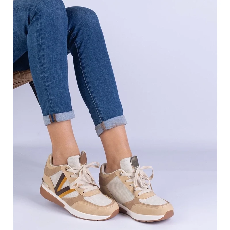 Gemre Brown womens sneakers with hidden wedge Ninella