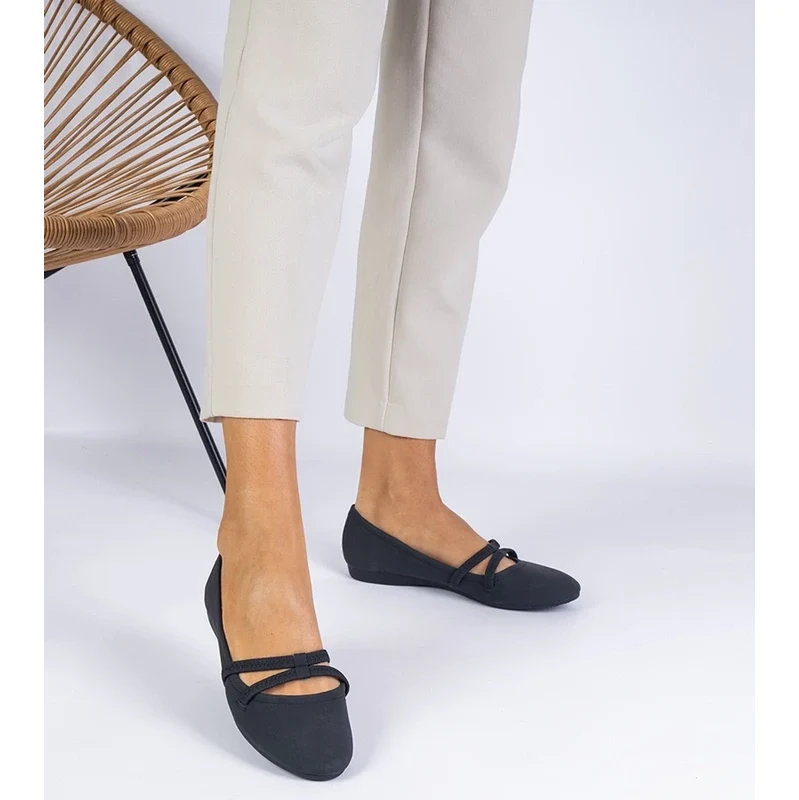 Gemre Black matte eco-leather womens ballet flats Baronna 106998703