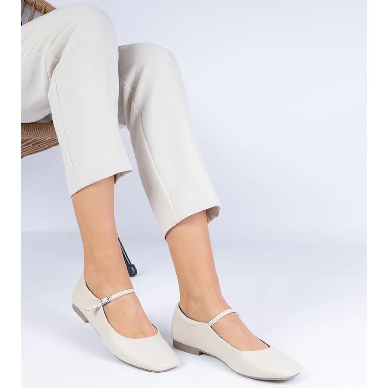 Gemre Beige classic eco-leather ballerinas Grenada 106998722