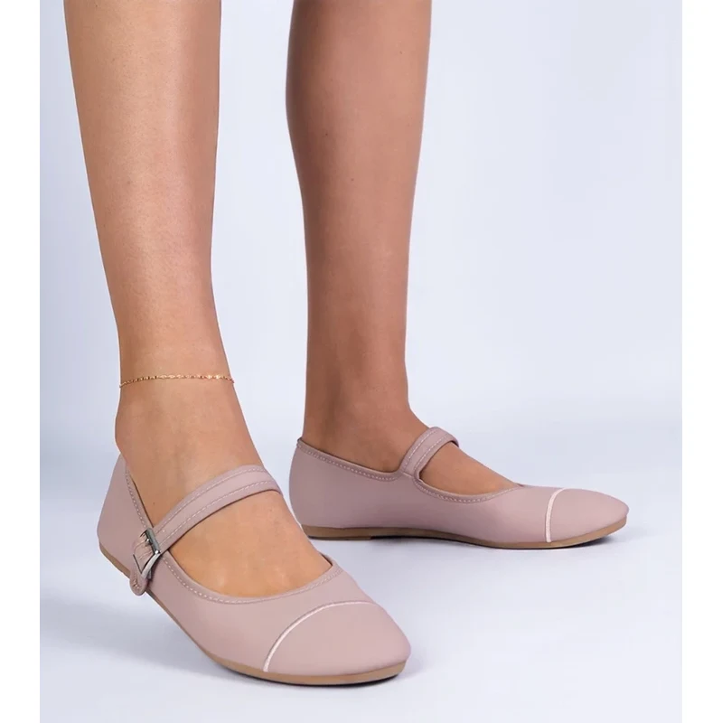 Gemre Pink matte-finish ballet flats Longhola 106998724