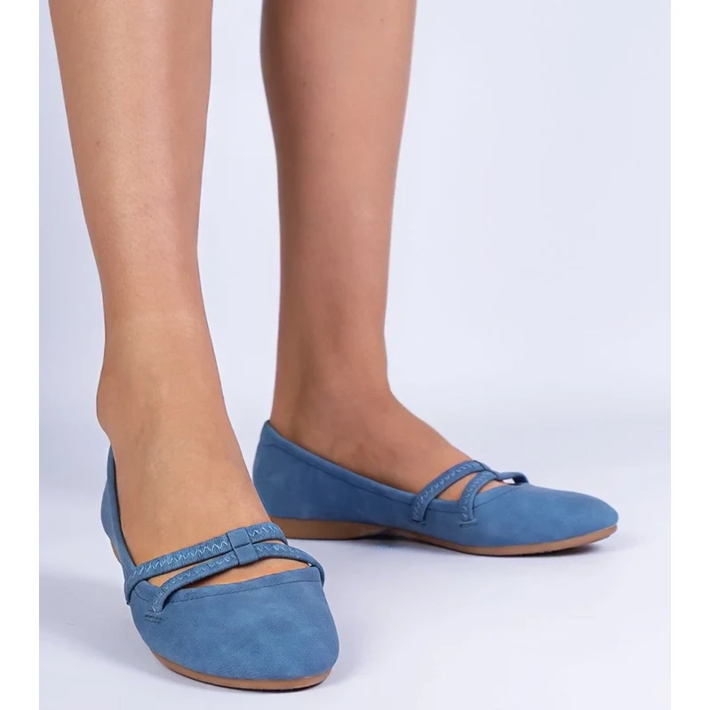 Gemre Blue womens ballet flats made of matte eco-leather Baronna 106998726