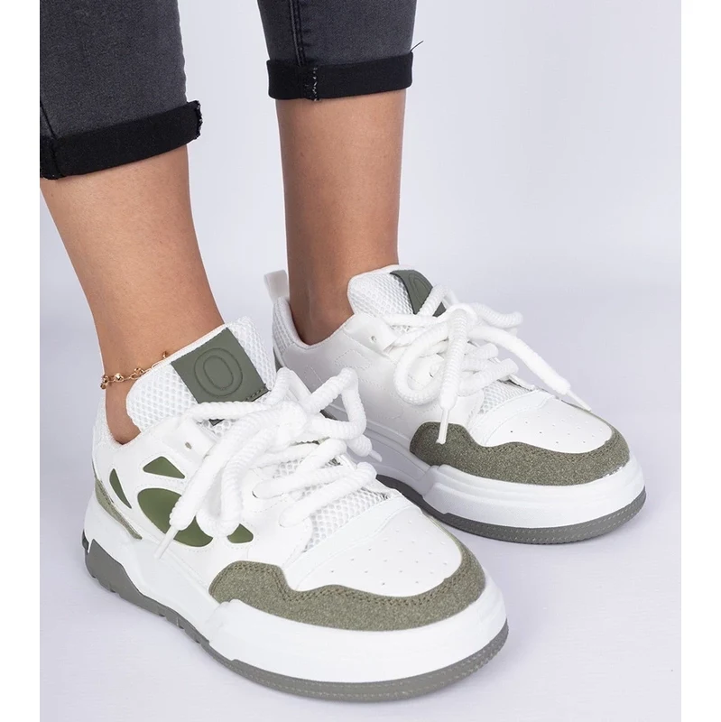 Gemre Green womens sneakers with chunky laces Alpacco