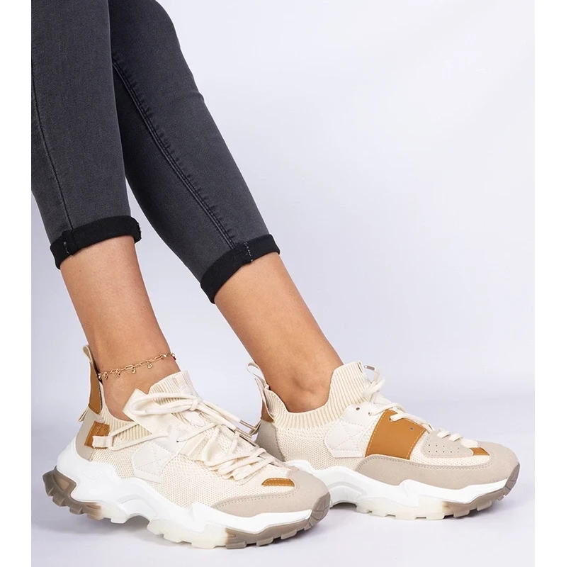 Gemre Beige womens sock-top sneakers Milada