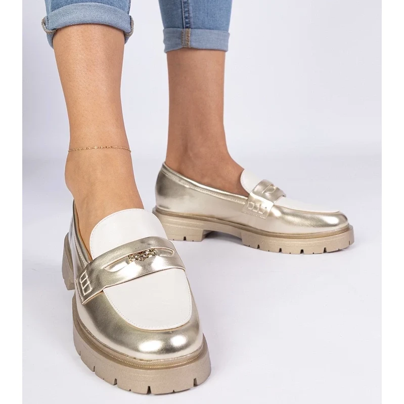 Gemre Golden womens moccasins with white insert Sugetti