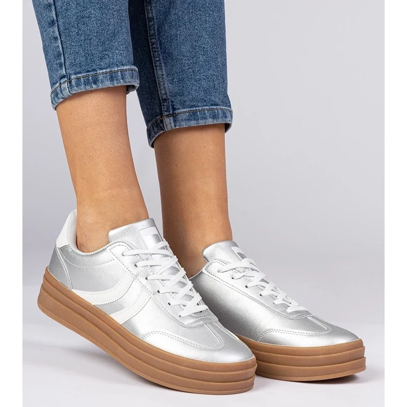 Gemre Silver womens platform sneakers Melly