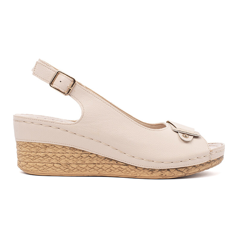 GOODIN Light beige low wedge sandals