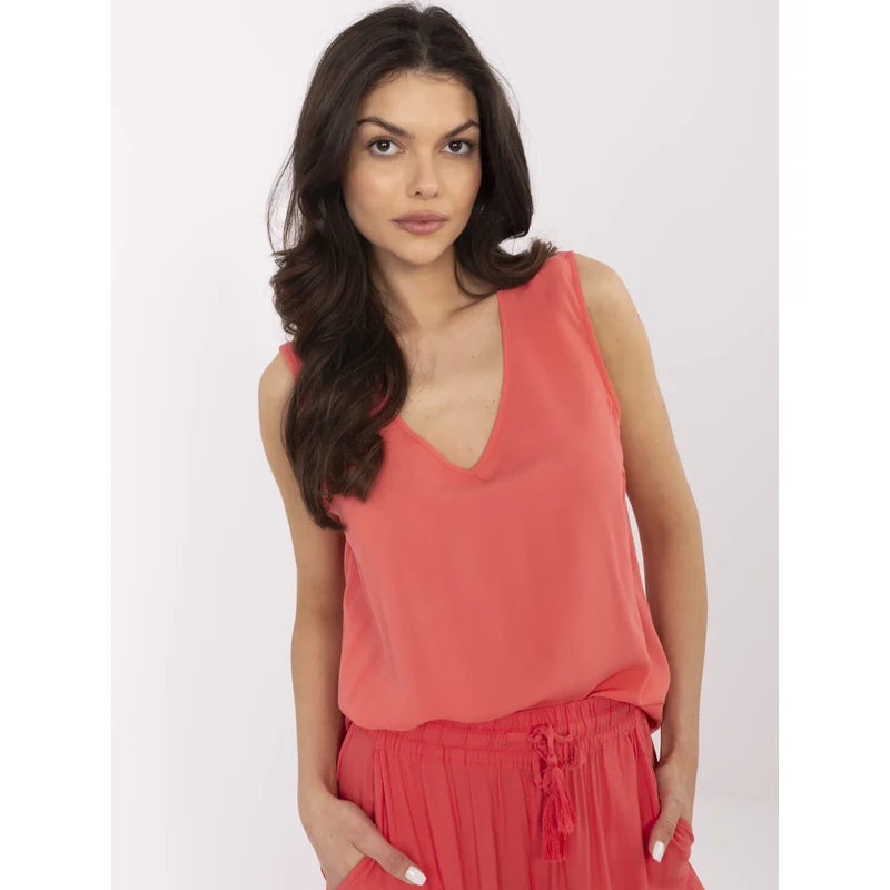Sublevel Blouse-D73761M11218A-coral