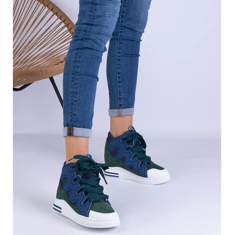 Gemre Gralina womens navy sneakers with thick laces