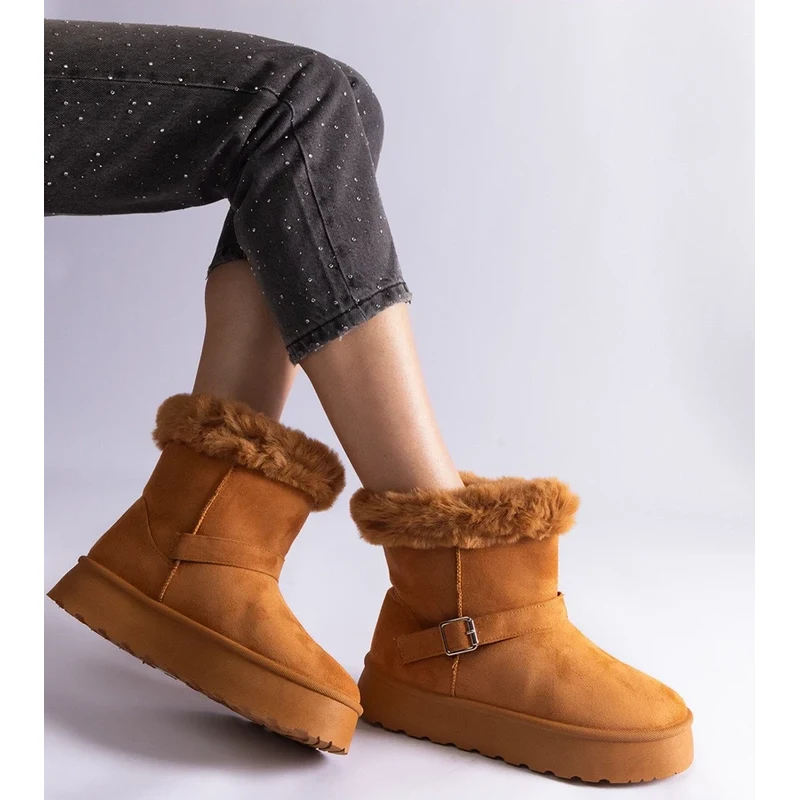 Gemre Brown insulated snow boots decorated with fur Iglesia 107000358