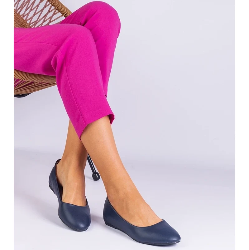 Gemre Navy blue eco-leather hidden wedge ballerinas Savelia 107000611