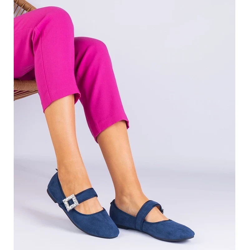 Gemre Navy blue ballerinas adorned with a buckle with Demetra
