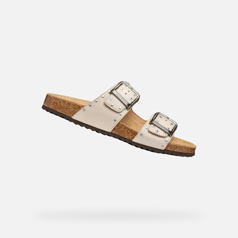 Krémové dámské pantofle Geox Brionia R - Dámské 107000760
