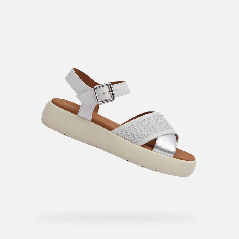 Bílé dámské sandály Geox Camalei - Dámské 107000974