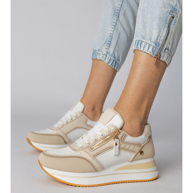 D/CEO marka niezdefiniowana White sneakers with gold detail and