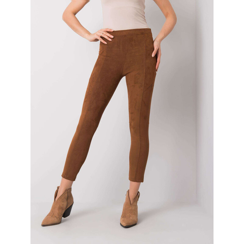 RUE PARIS Hnědé dámské elastické legíny 217-SP-23189.41-brown