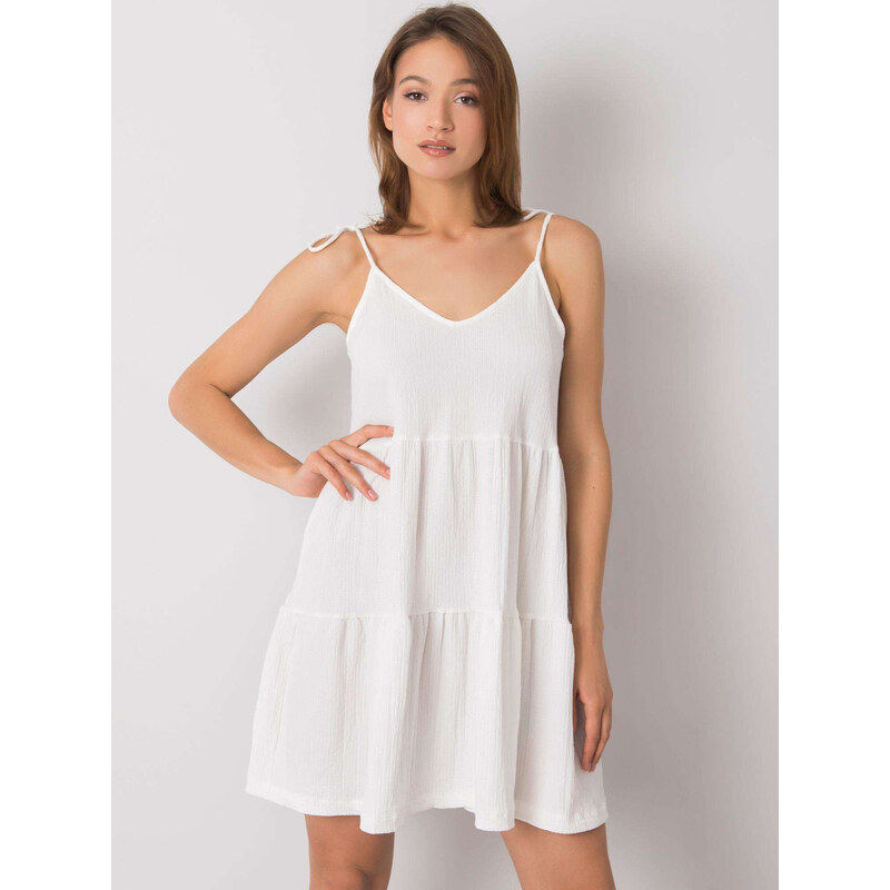 RUE PARIS Bílé dámské šaty na ramínka RO-SK-2570.19-white