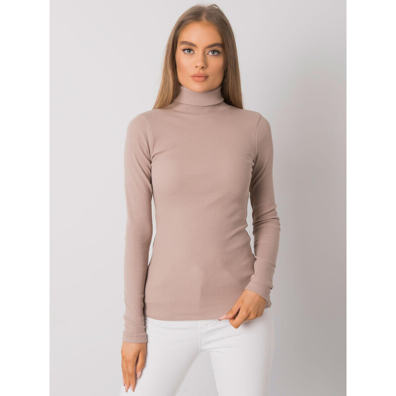 RUE PARIS Béžový dámský žebrovaný rolák -beige Béžová 114690431