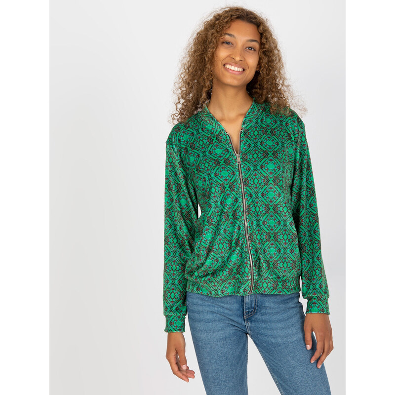 RUE PARIS Zelená vzorovaná bomber mikina -RV-BL-8185.86-green