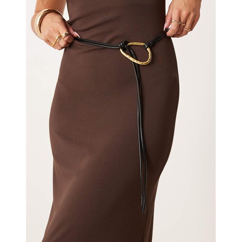 ASOS DESIGN waist and hip belt with hammered loop through design in 107340977