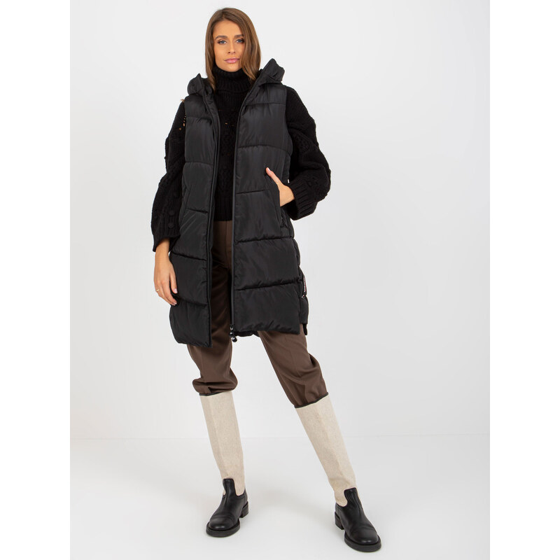 MINORITY Černá delší prošívaná vesta NM-KZ-P22-6608.98P-black