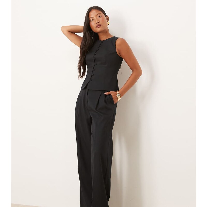 Nobodys Child Petite Jax wide leg trousers co-ord in black