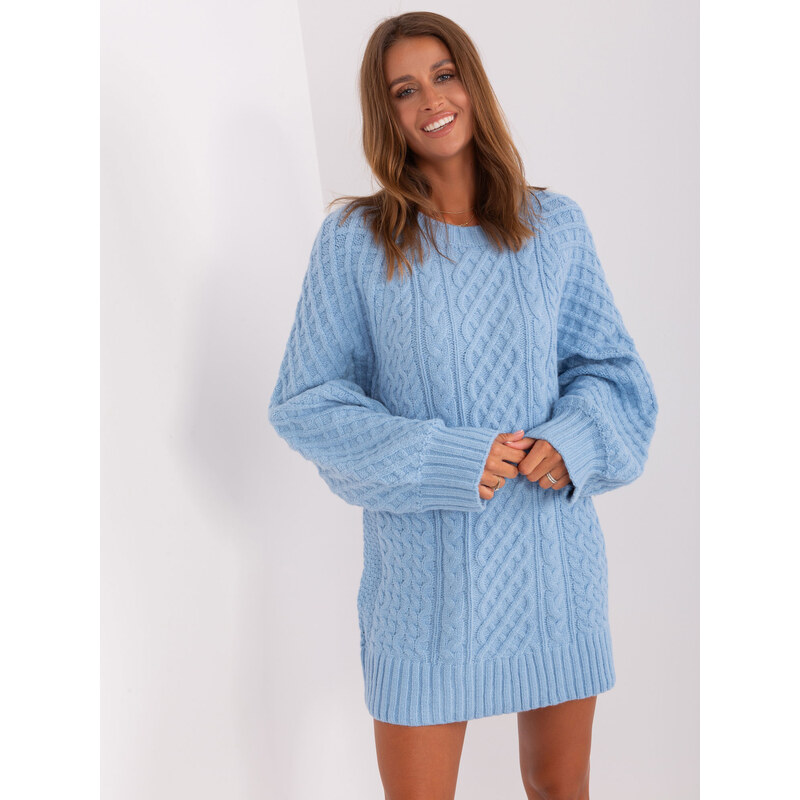 ITALY MODA Světle modré pletené šaty -light blue Světle modrá 85889674