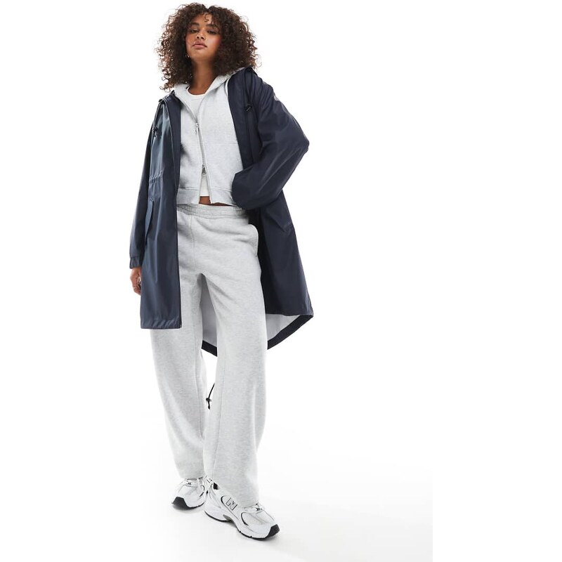 ASOS DESIGN contrast detail rubberised rain parka in navy 115510999