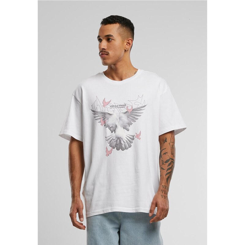 Mister Tee Bílé tričko Doves Oversize