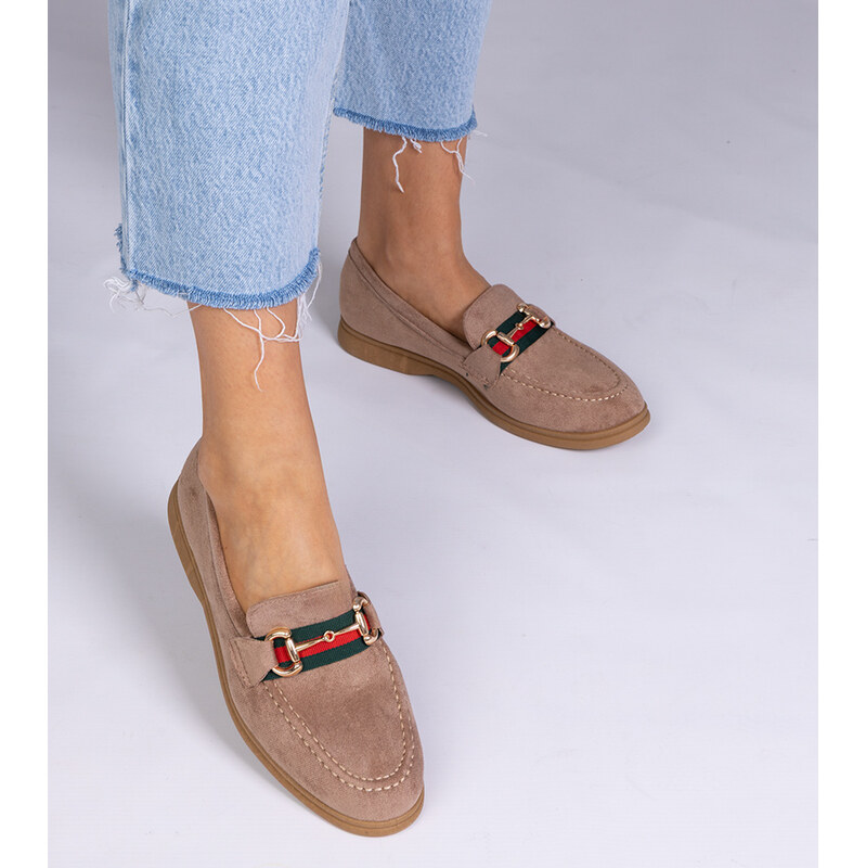 D/CEO marka niezdefiniowana Brown suede loafers with gold decoration 107010254