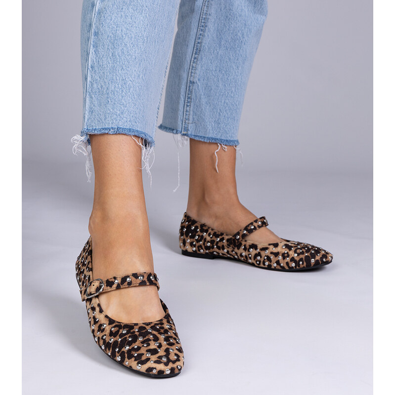 Gemre Leopard ballerinas with studs and buckle Salos