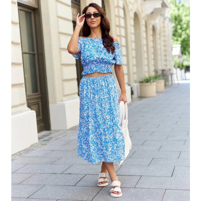 Gemre Blue set with top and midi skirt Elora 107097601