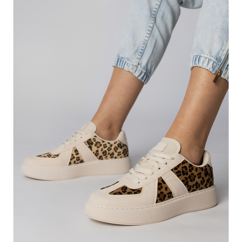 Gemre Beige Leopard Womens Sneakers Toris
