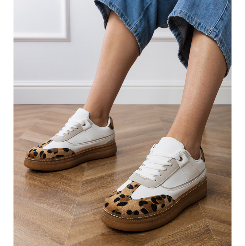 Gemre White sneakers with leopard print detail Meril