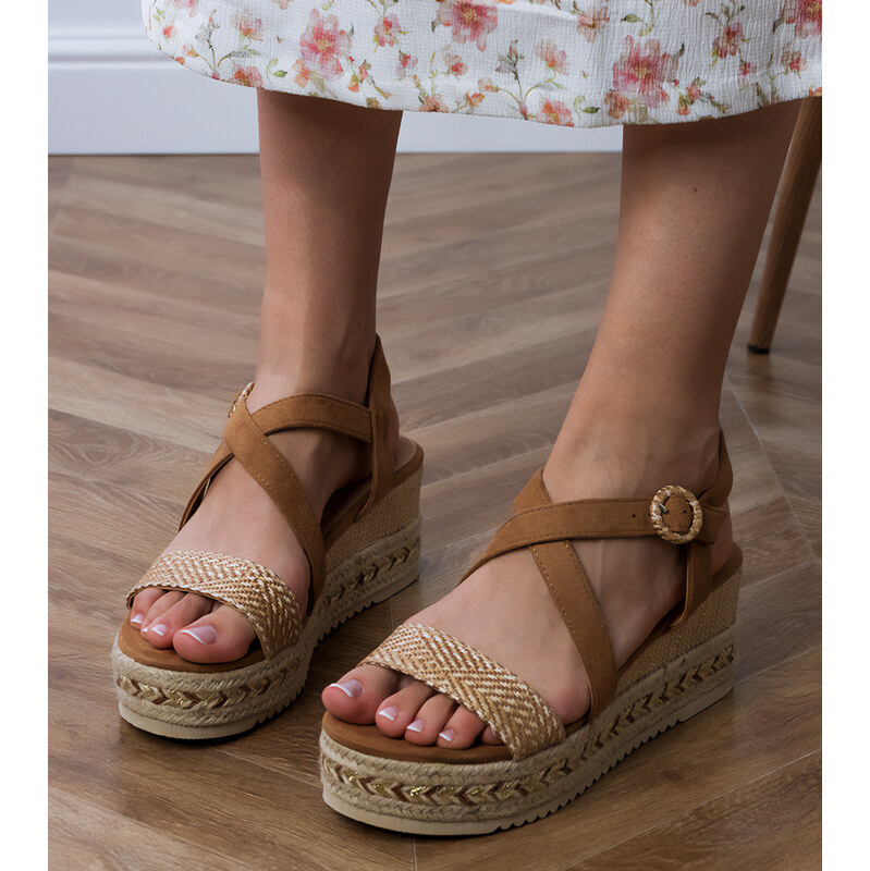 Gemre Brown wedge espadrille sandals Sywiera 113397371