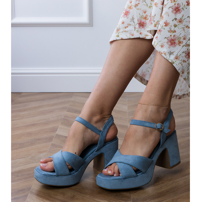 D/CEO Gemre Blue eco-suede block-heeled sandals Dures 107011420