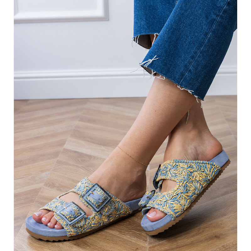 Gemre Blue crochet flip-flops with buckles on straps Firada
