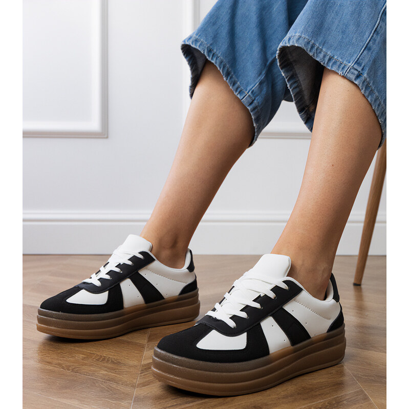 marka niezdefiniowana Black womens platform sneakers Serila