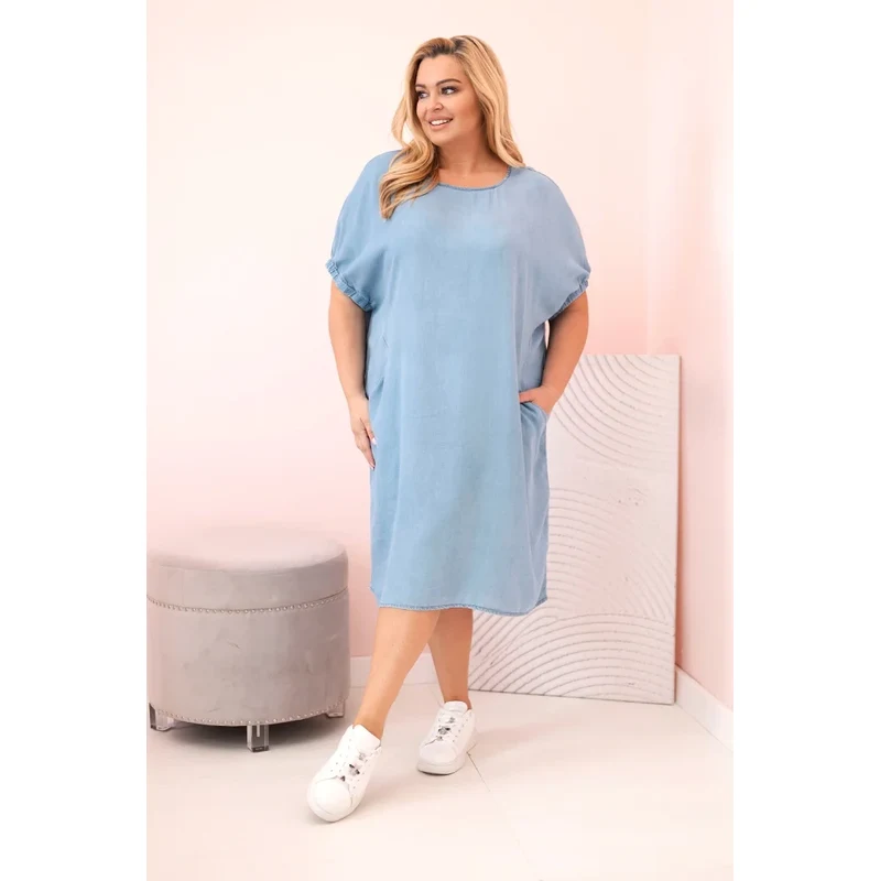 Kesi Włoski Dámské šaty Plus Size z lyocellu s řasením a kapsami