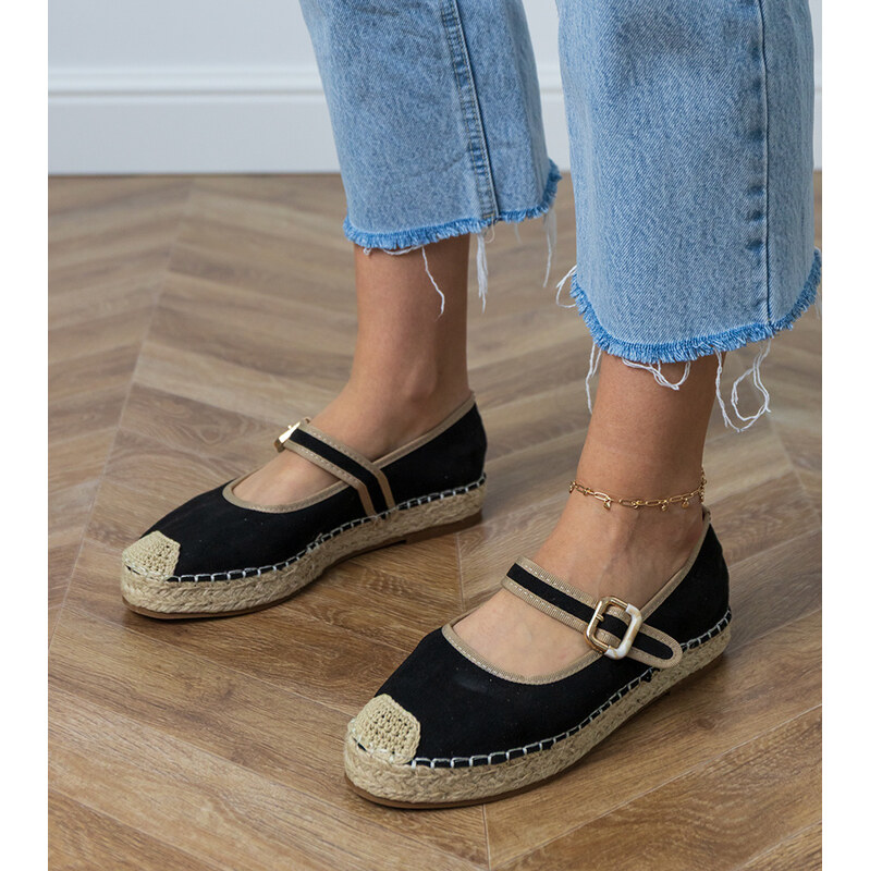 Gemre Black espadrilles with decorative Pilata buckle