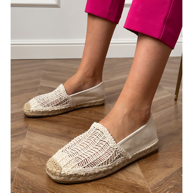 marka niezdefiniowana Beige lace platform espadrilles Plevis 107012899