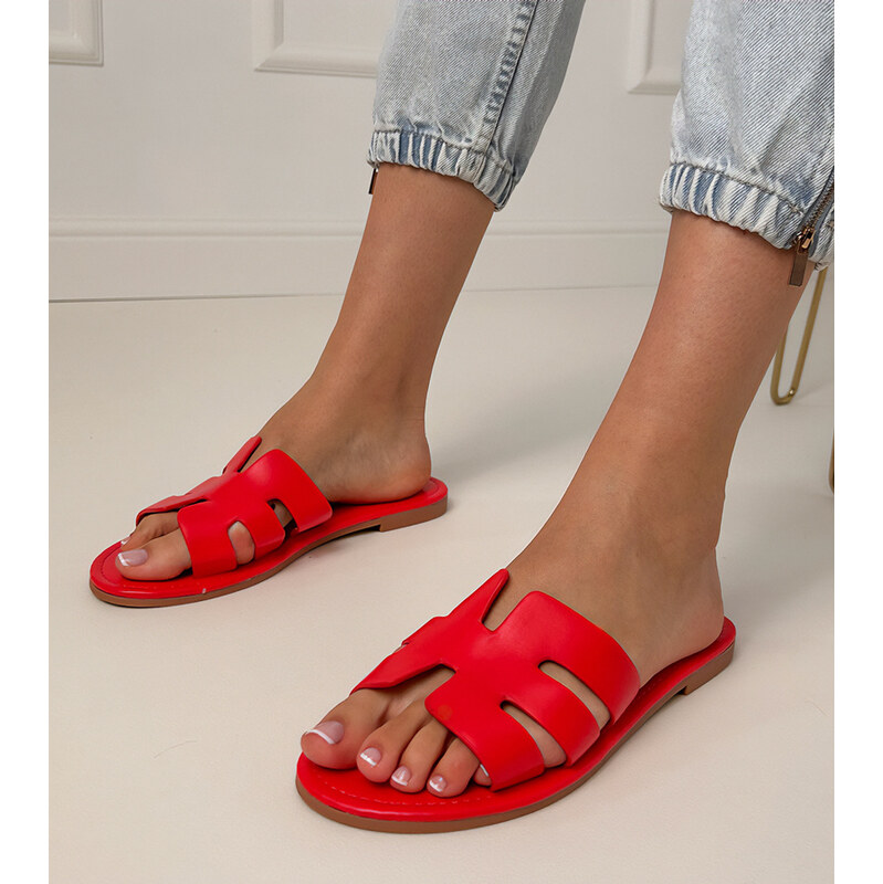 marka niezdefiniowana Red flip-flops adorned with cutouts Ragos 108967475