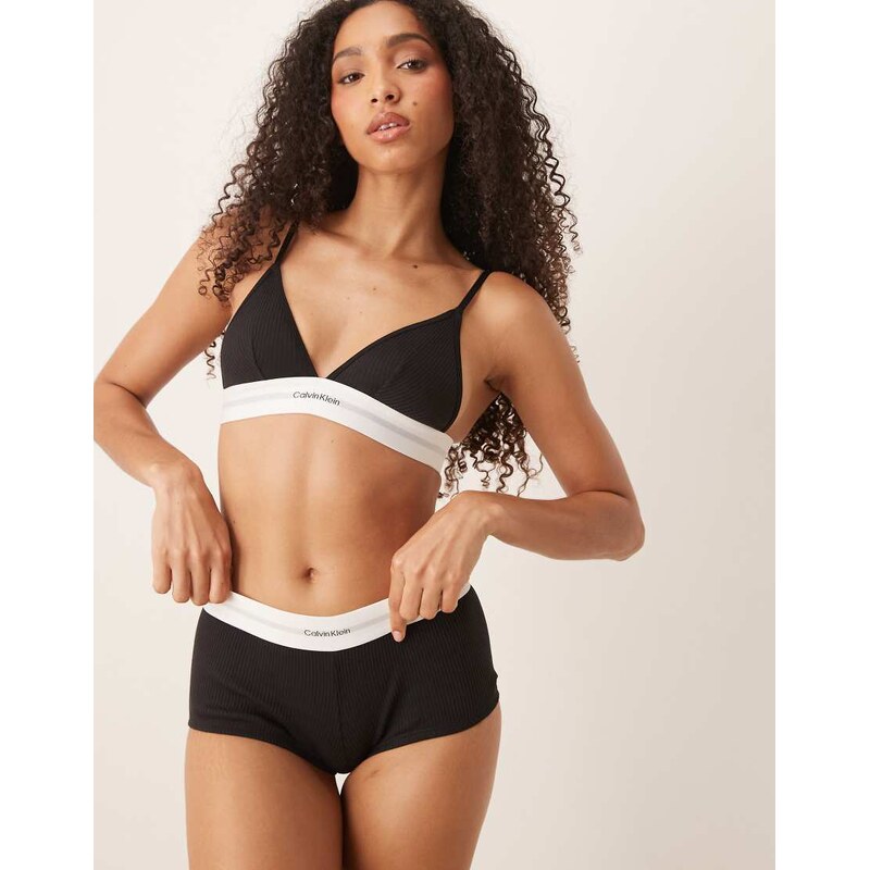 Calvin Klein modal rib boyshort in black 107340909