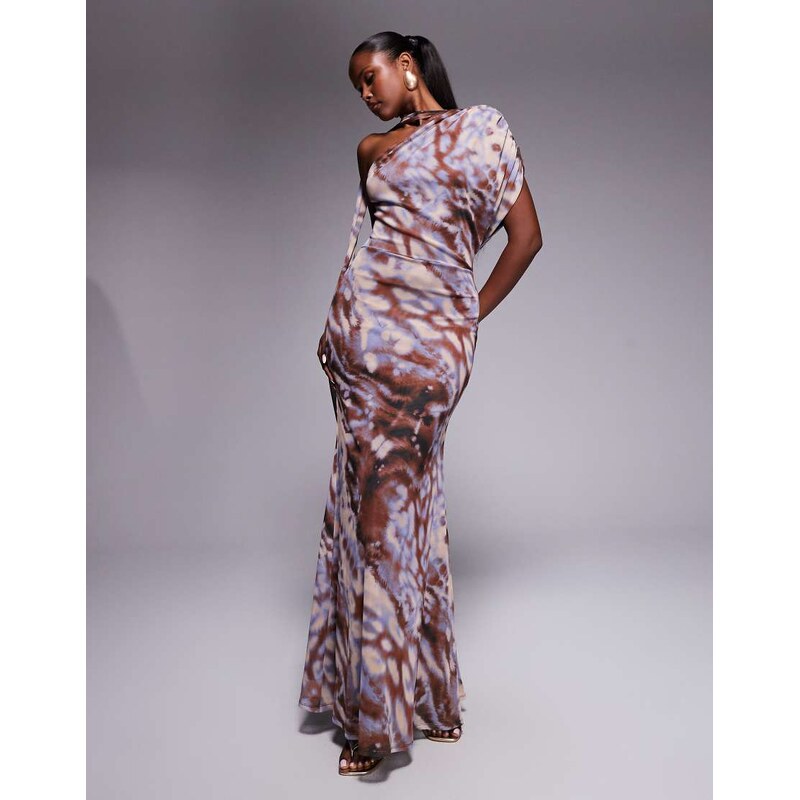 ASOS DESIGN shoulder pad detail one shoulder maxi dress with