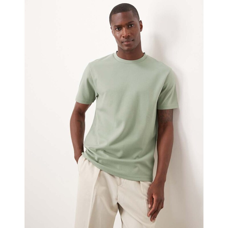ASOS DESIGN heavyweight t-shirt in sage soft touch-Grey
