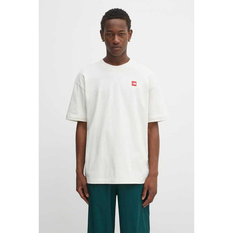 Bavlněné tričko The North Face Redbox pánské, béžová barva, NF0A8EG5QLI1