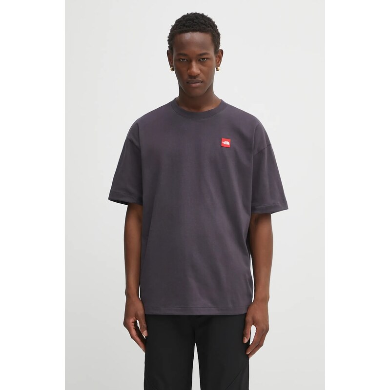 Bavlněné tričko The North Face Redbox pánské, šedá barva, s aplikací, NF0A8EG50SA1