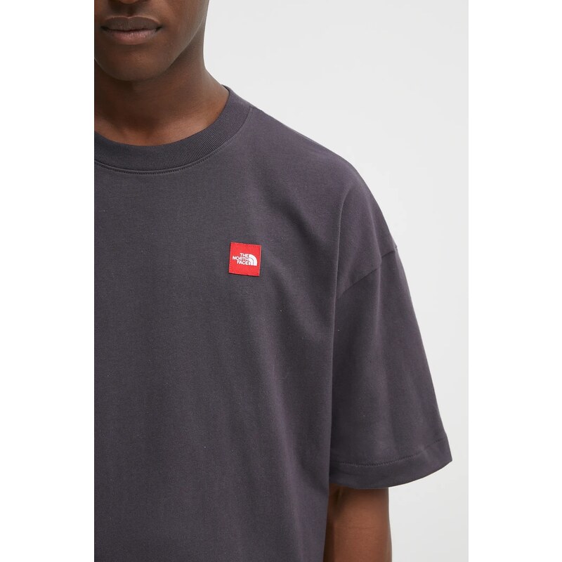 Bavlněné tričko The North Face Redbox pánské, šedá barva, s aplikací, NF0A8EG50SA1