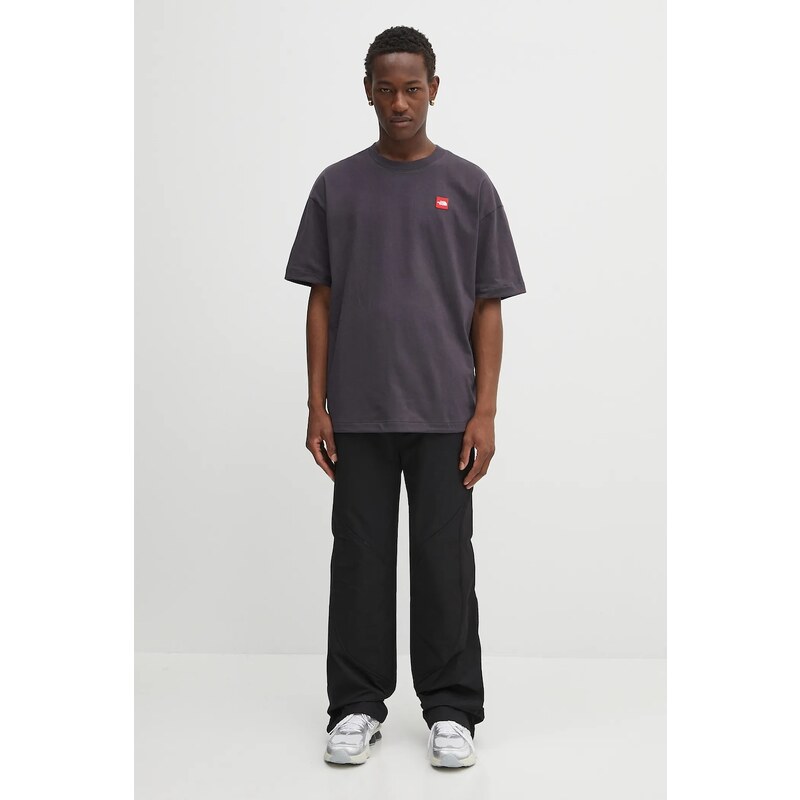 Bavlněné tričko The North Face Redbox pánské, šedá barva, s aplikací, NF0A8EG50SA1