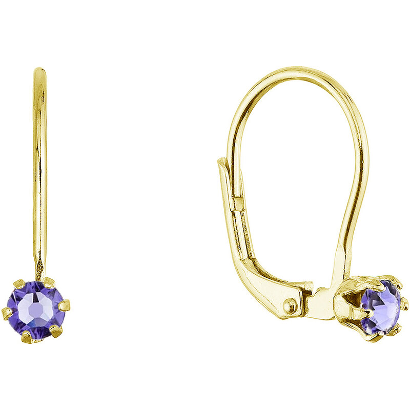 Pozlacené visací náušnice s Preciosa krystalem 31322.3 tanzanite
