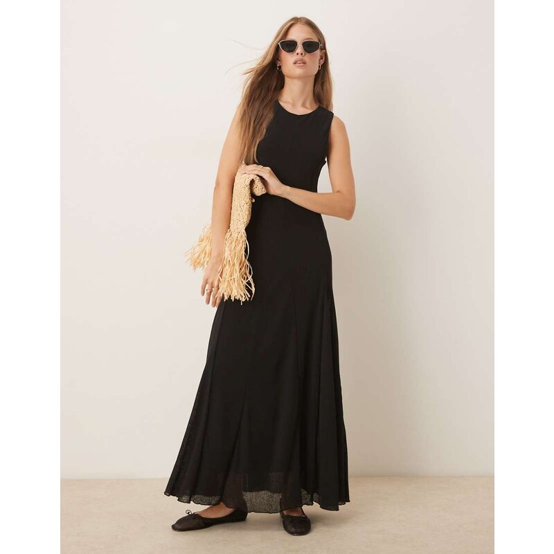 ASOS DESIGN godet insert maxi dress in black